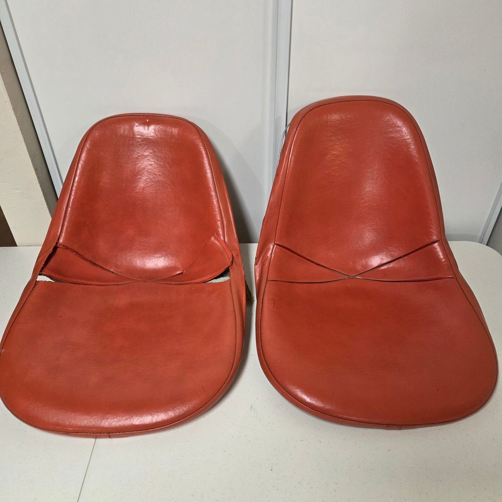 Vintage Herman Miller LA-320 Orange Naugahyde Shell Chair Upholstery Inserts 2pc